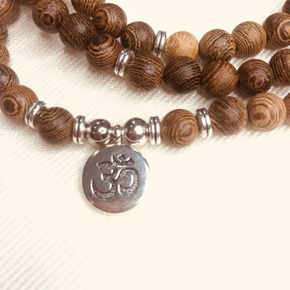 Tibetan Style Meditation Bead Necklace Boho Mala Yoga Jewelry Bracelet Om Charm